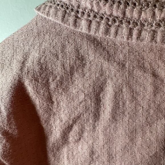 Boden 100% Cotton Dobby Blouse Pink Peter Pan Collar & Pintuck Peplum Size US 8 - Picture 3 of 6
